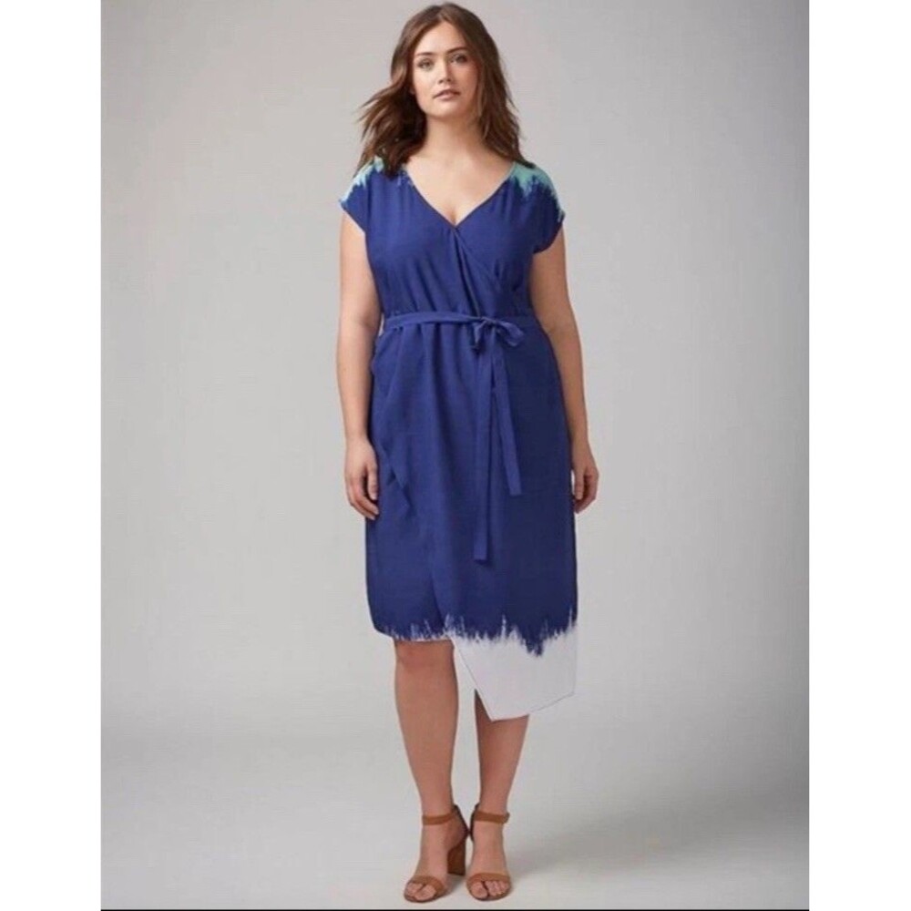 NWT Lane Bryant‎ Womens Dip-Dye Wrap Dress Plus sizes 22 New Navy